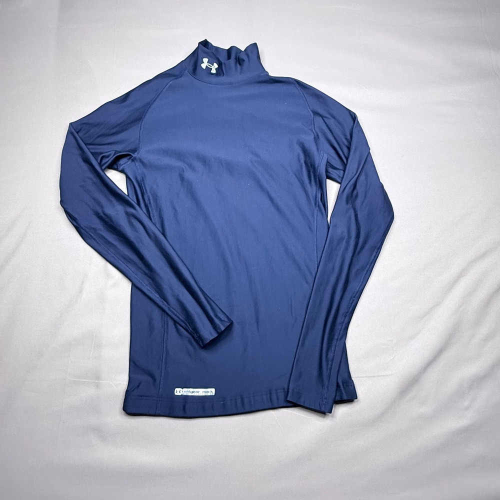 Under Armour ColdGear Mock Neck Compression Shirt Navy Blue Womens Medium